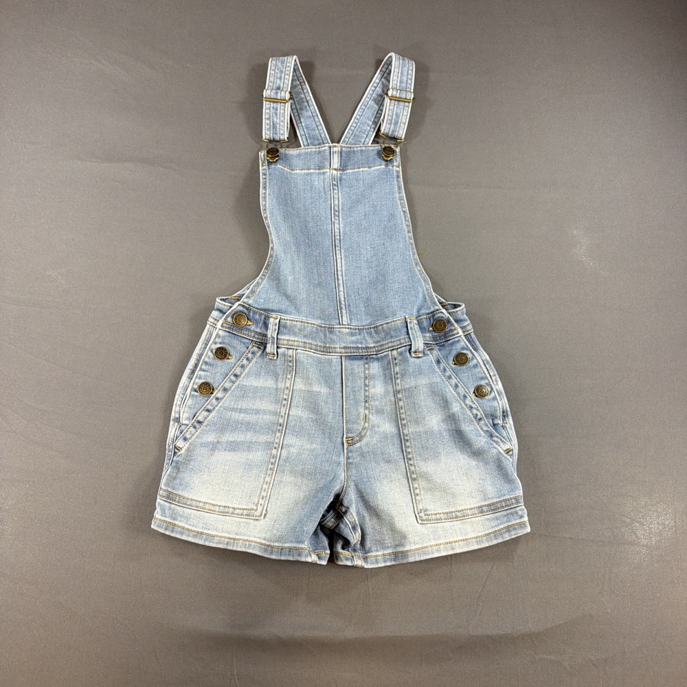 Crewcuts Girl's Size 10 Light Wash Stretch Denim Overall Shorts